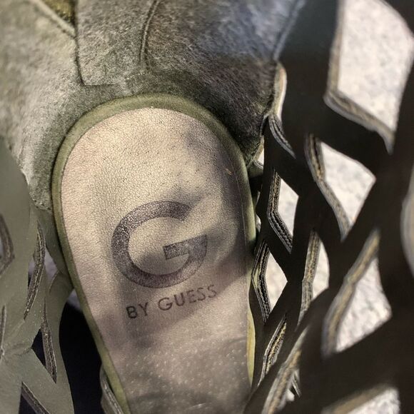 G by Guess Green Peep-Toe Booties Cut-Out Lace Up Women's Size 8 - Picture 5 of 9